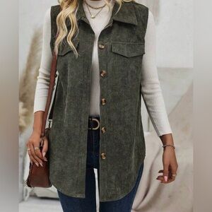 SHEIN Dark Green Corduroy Vest